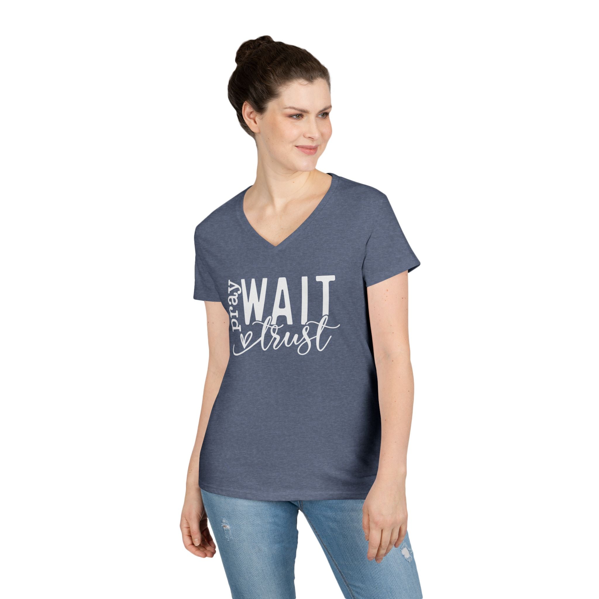 Pray, Wait and Trust woman's V-Neck T-shirt
