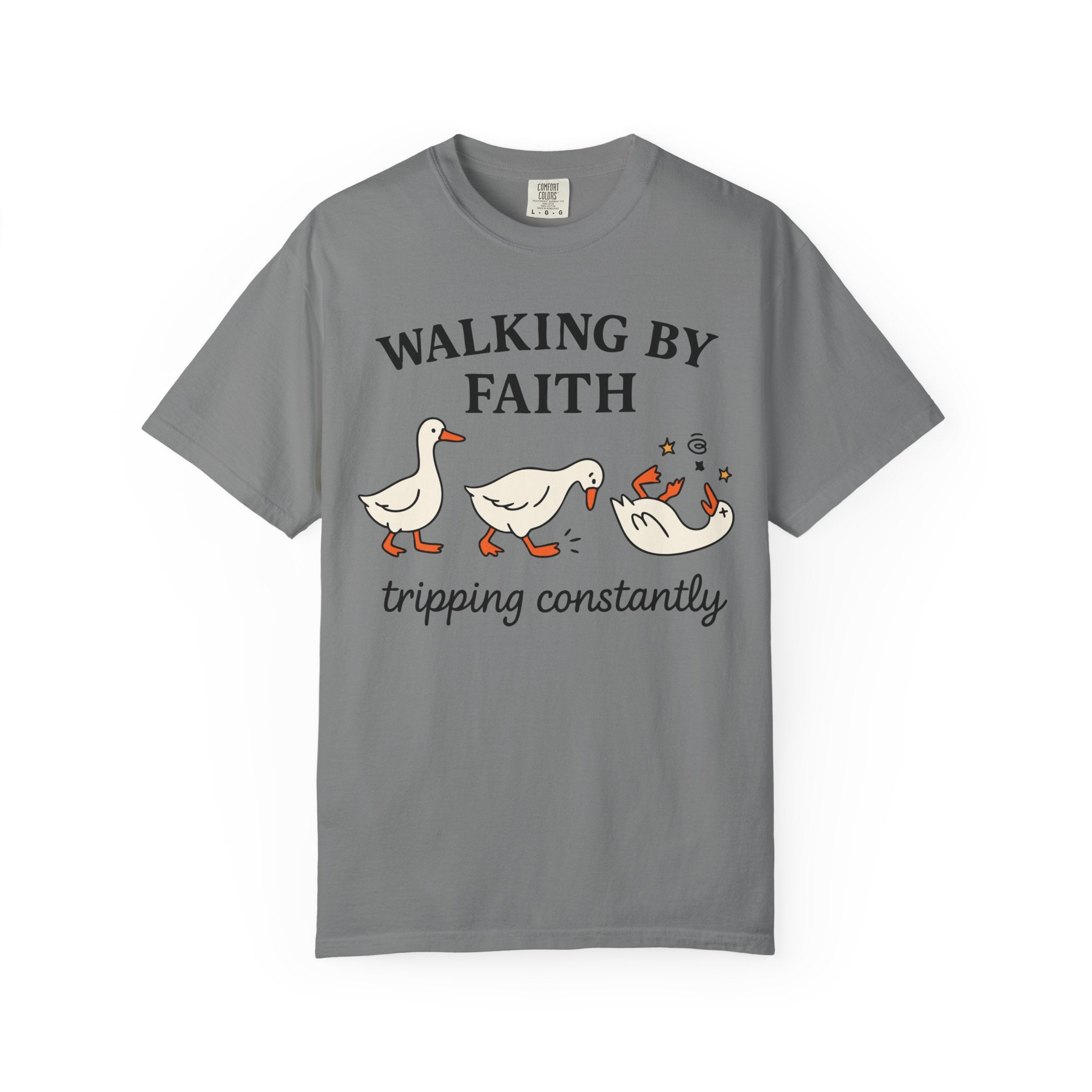 Walking By Faith Tripping Constantly T-Shirt — Cute Goose Christian Tee
