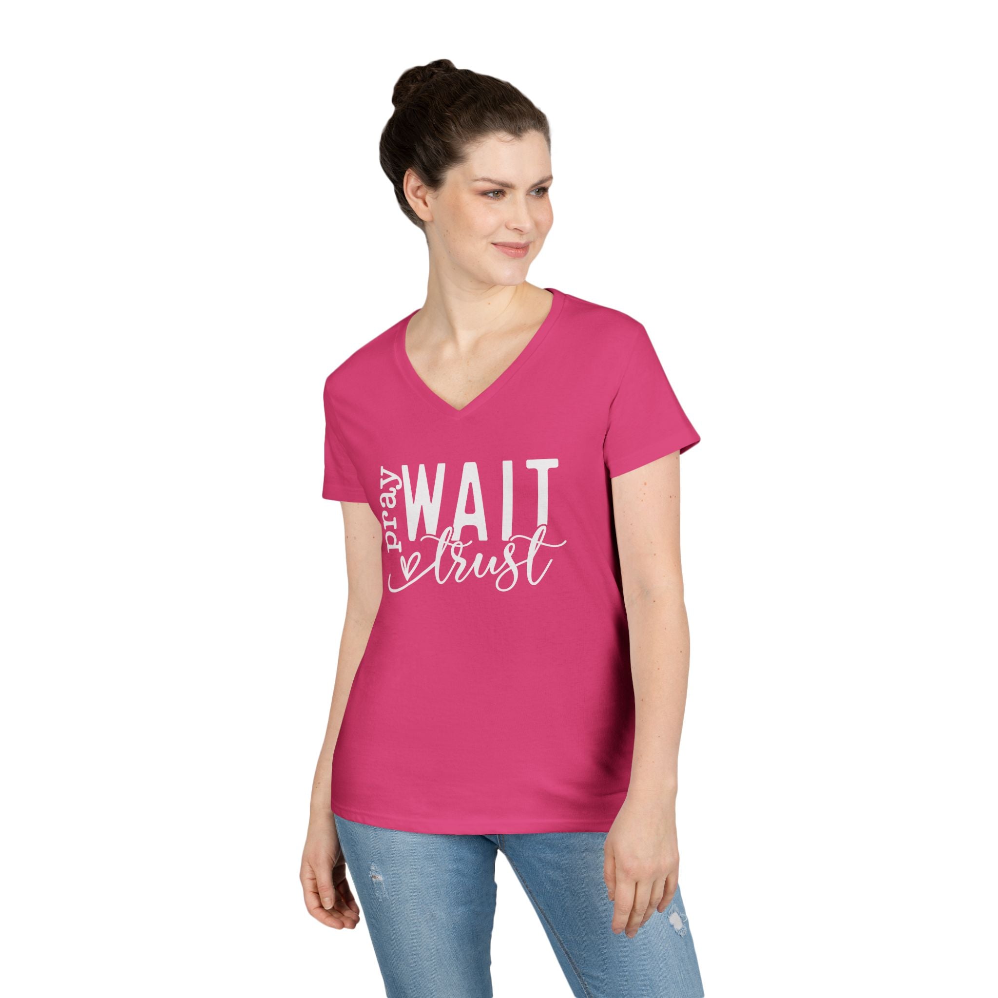 Pray, Wait and Trust woman's V-Neck T-shirt