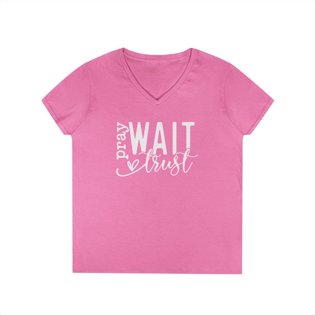 Pray, Wait and Trust woman's V-Neck T-shirt