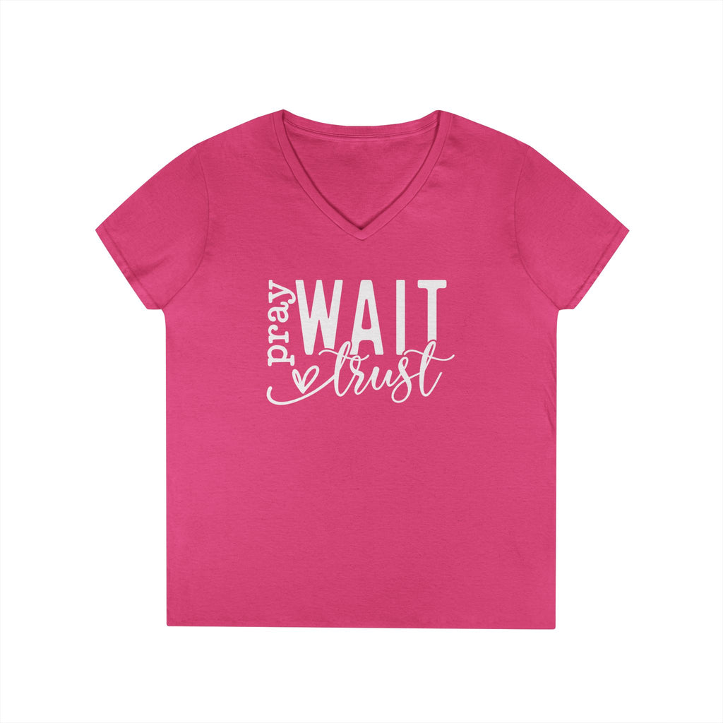 Pray, Wait and Trust woman's V-Neck T-shirt