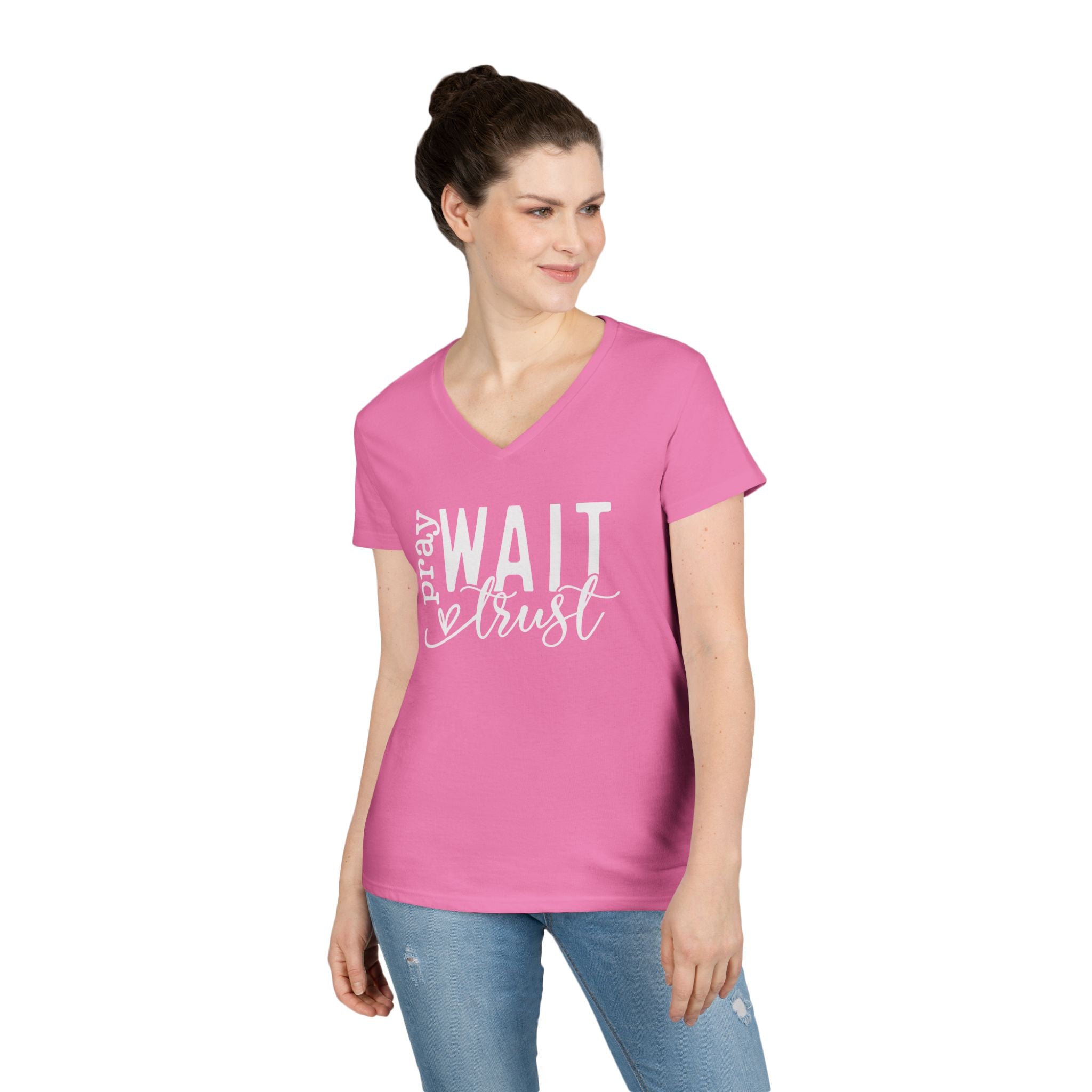 Pray, Wait and Trust woman's V-Neck T-shirt