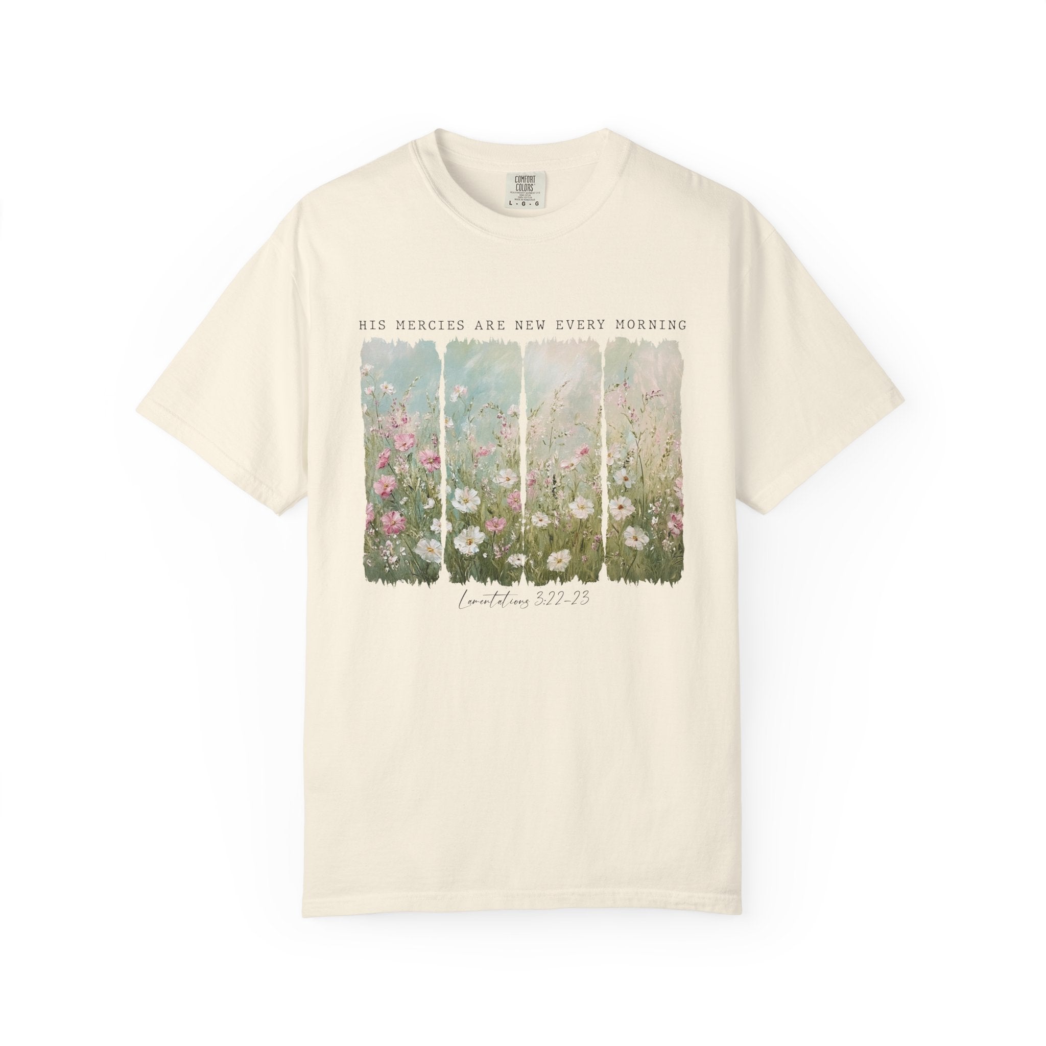 Floral Morning Meadow T‑Shirt – "His Mercies Are New Every Morning" Inspirational Tee
