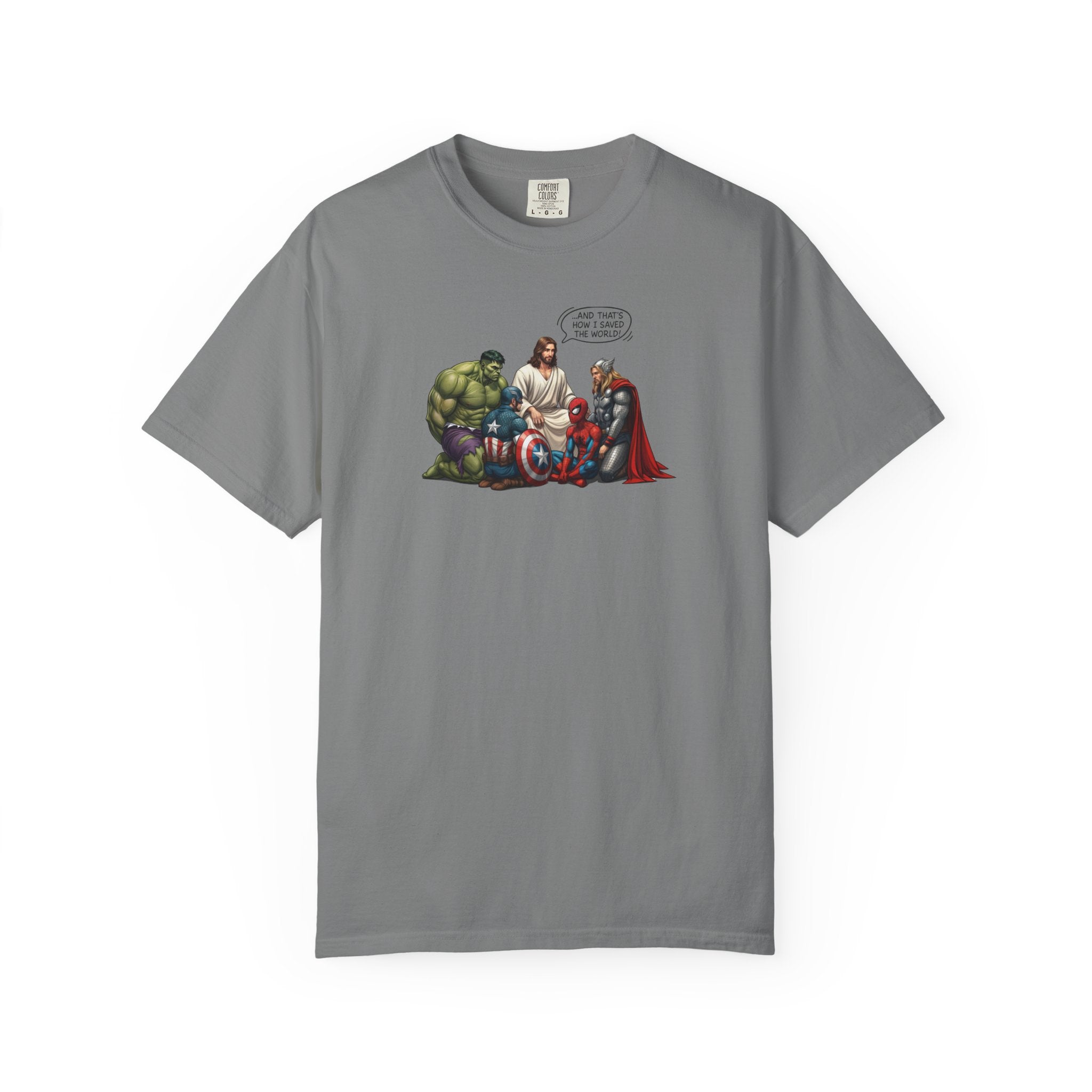 Marvel Heroes Comfort Tee —Jesus saves the world