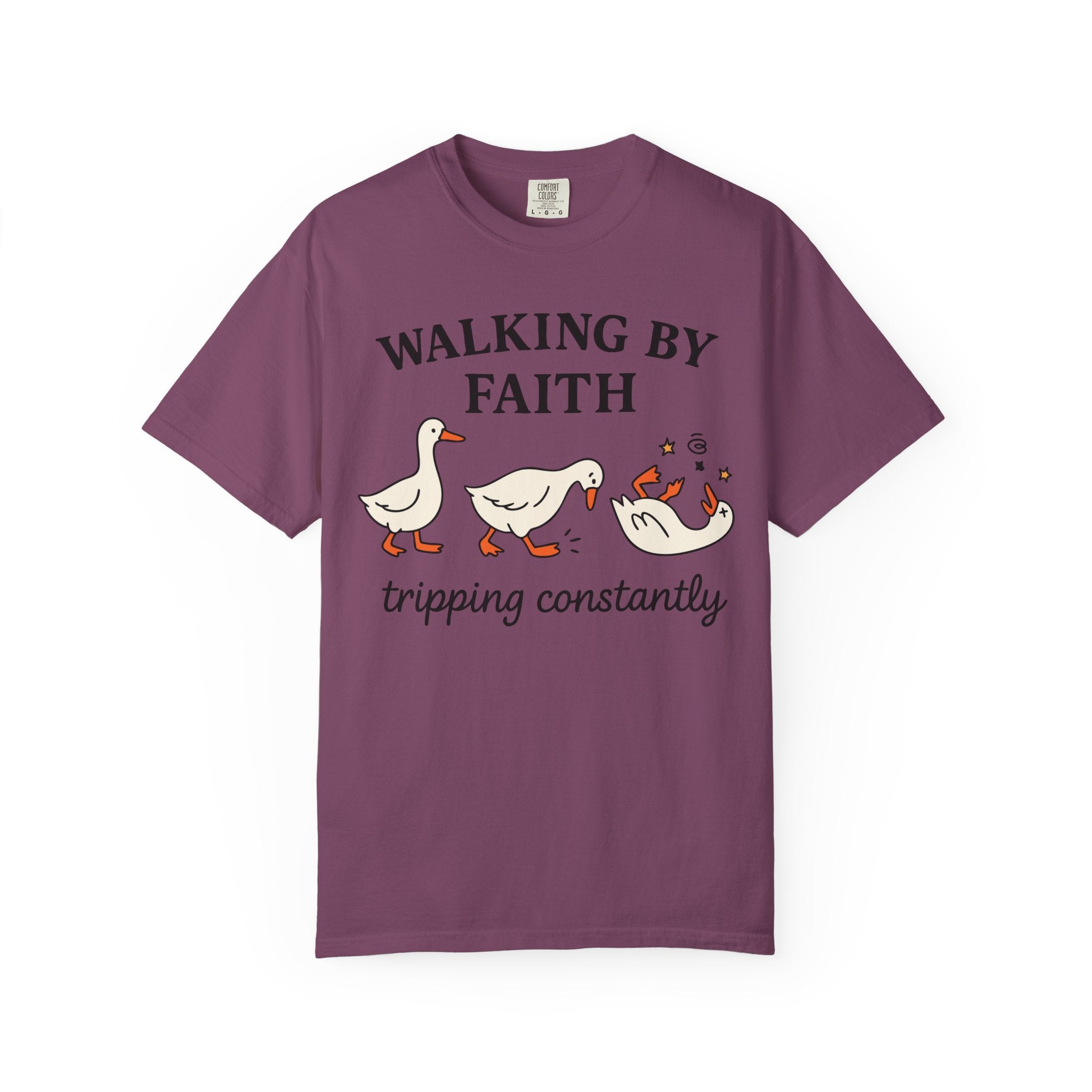 Walking By Faith Tripping Constantly T-Shirt — Cute Goose Christian Tee