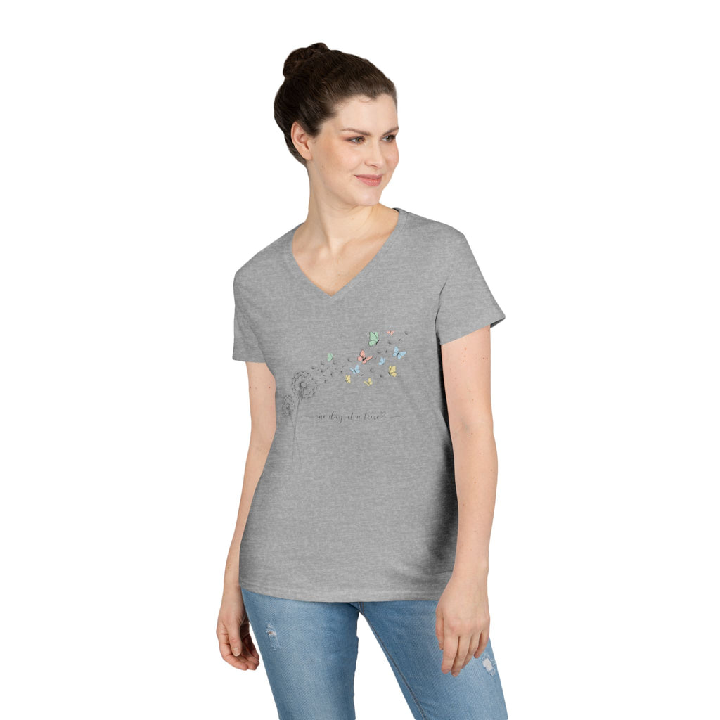 One Day at a Time woman's V-Neck T-shirt