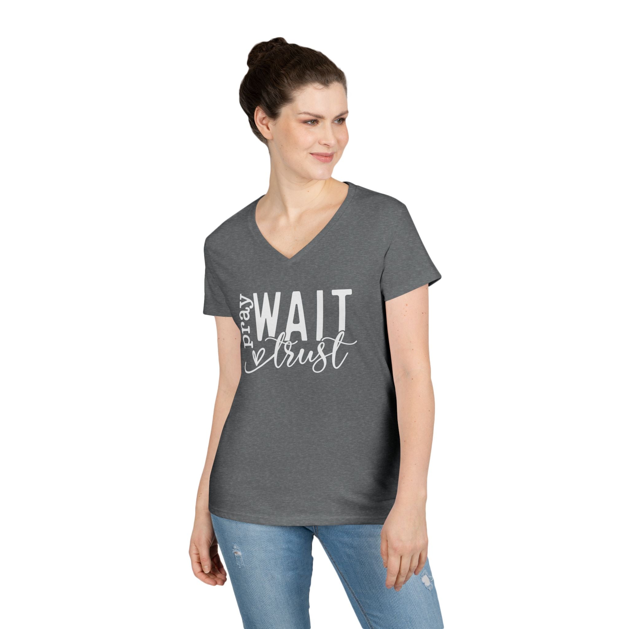 Pray, Wait and Trust woman's V-Neck T-shirt