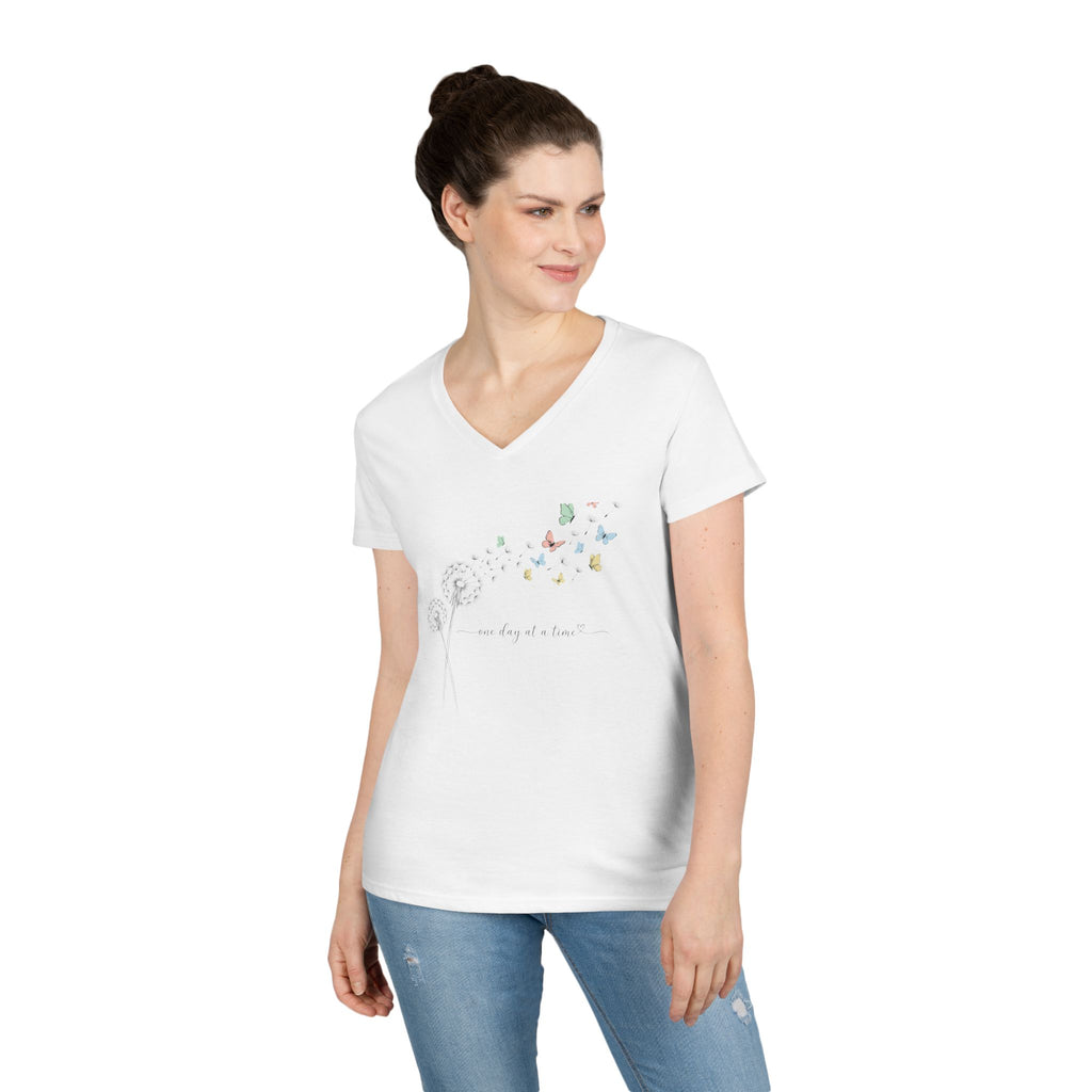 One Day at a Time woman's V-Neck T-shirt