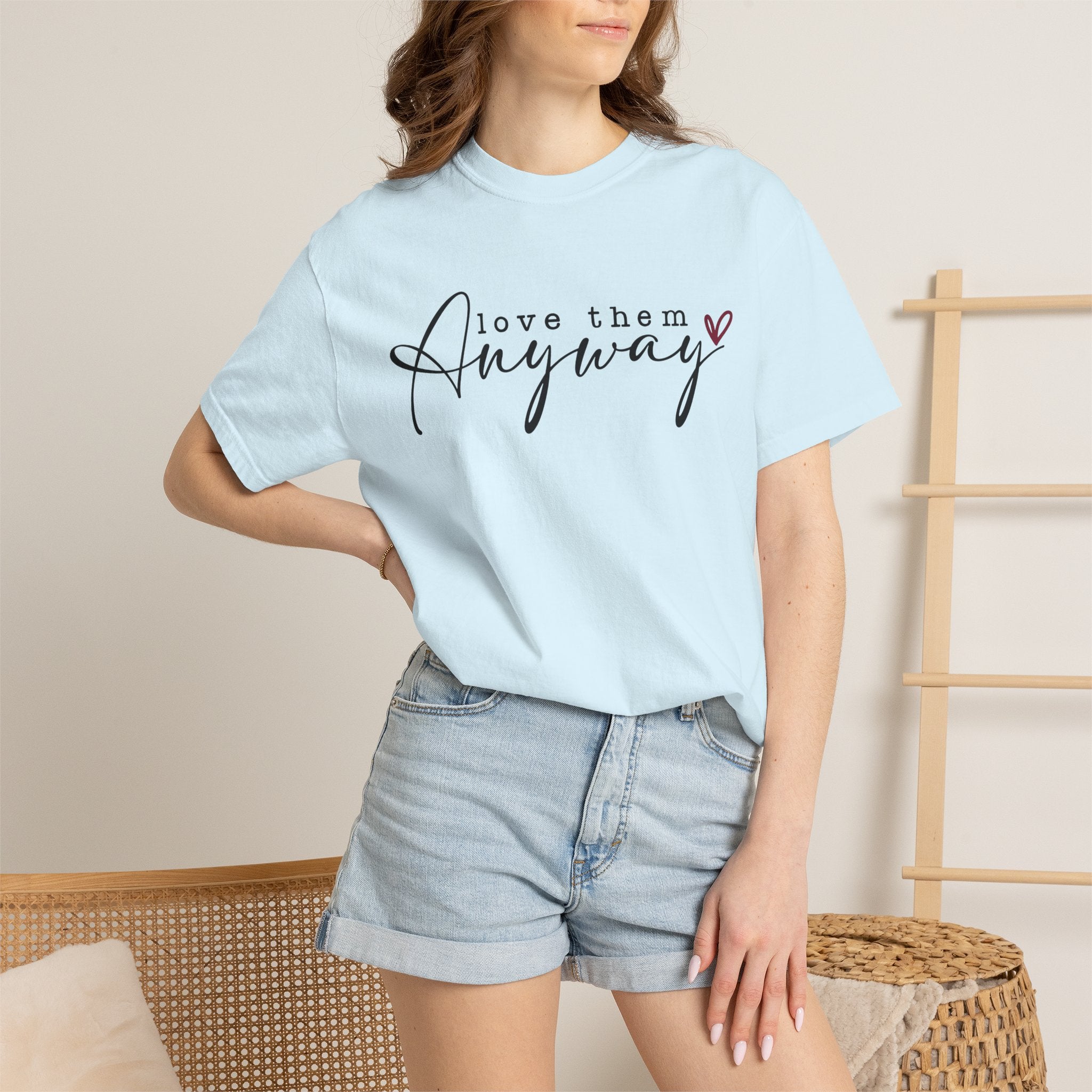 Love Them Anyway T-Shirt — Script Heart Graphic