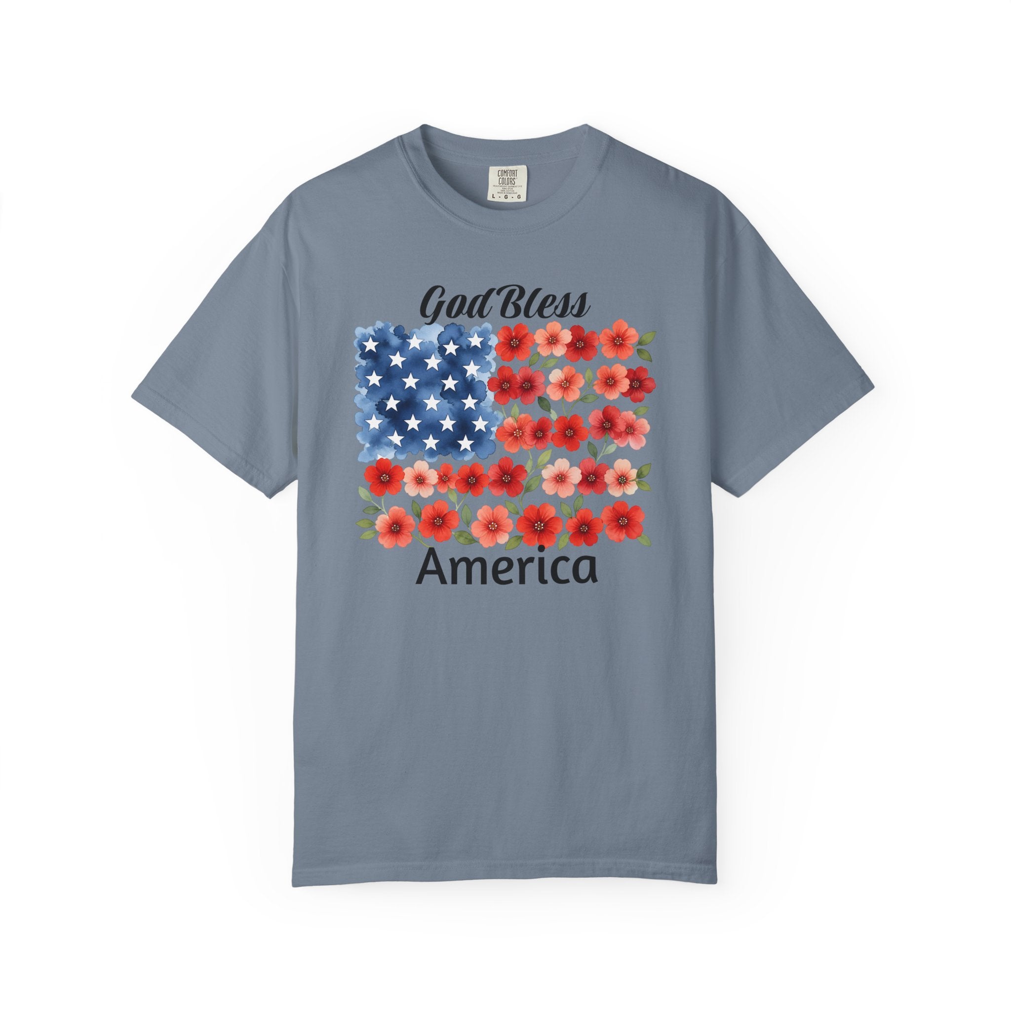God Bless America Floral Flag T-Shirt