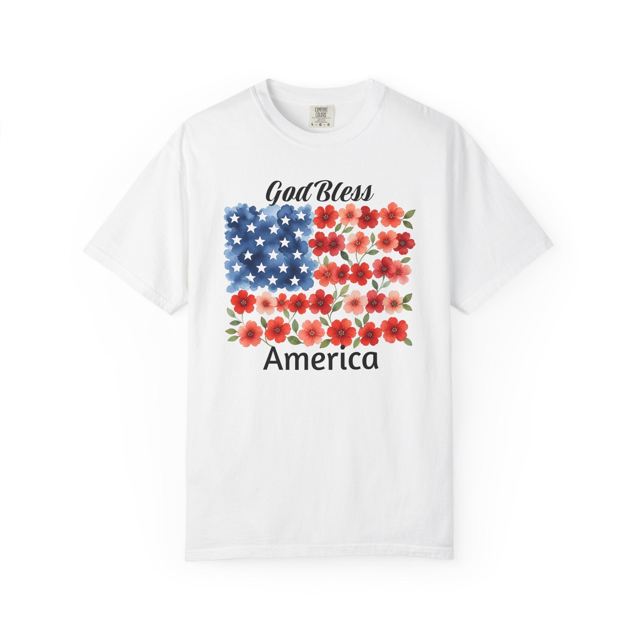 God Bless America Floral Flag T-Shirt