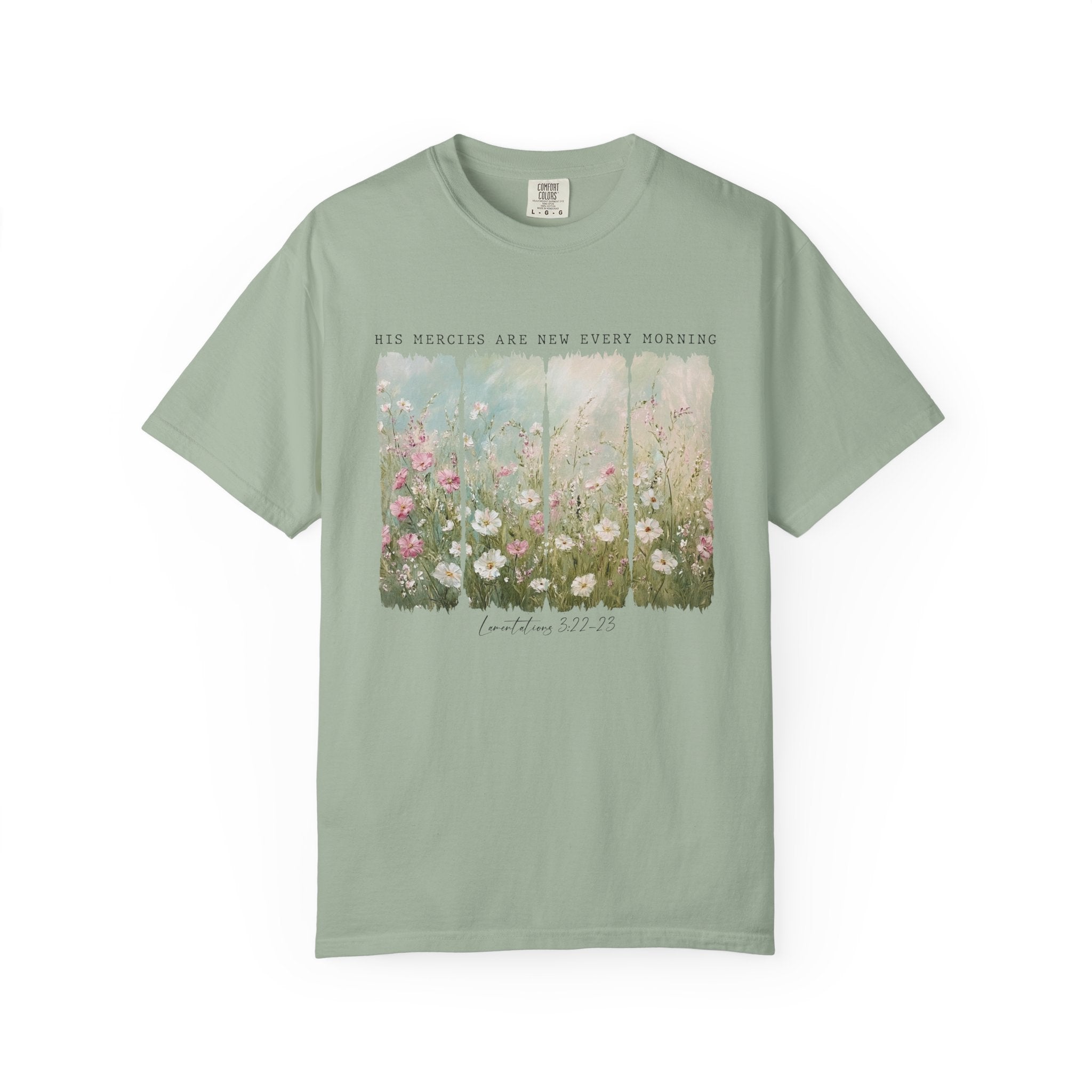 Floral Morning Meadow T‑Shirt – "His Mercies Are New Every Morning" Inspirational Tee