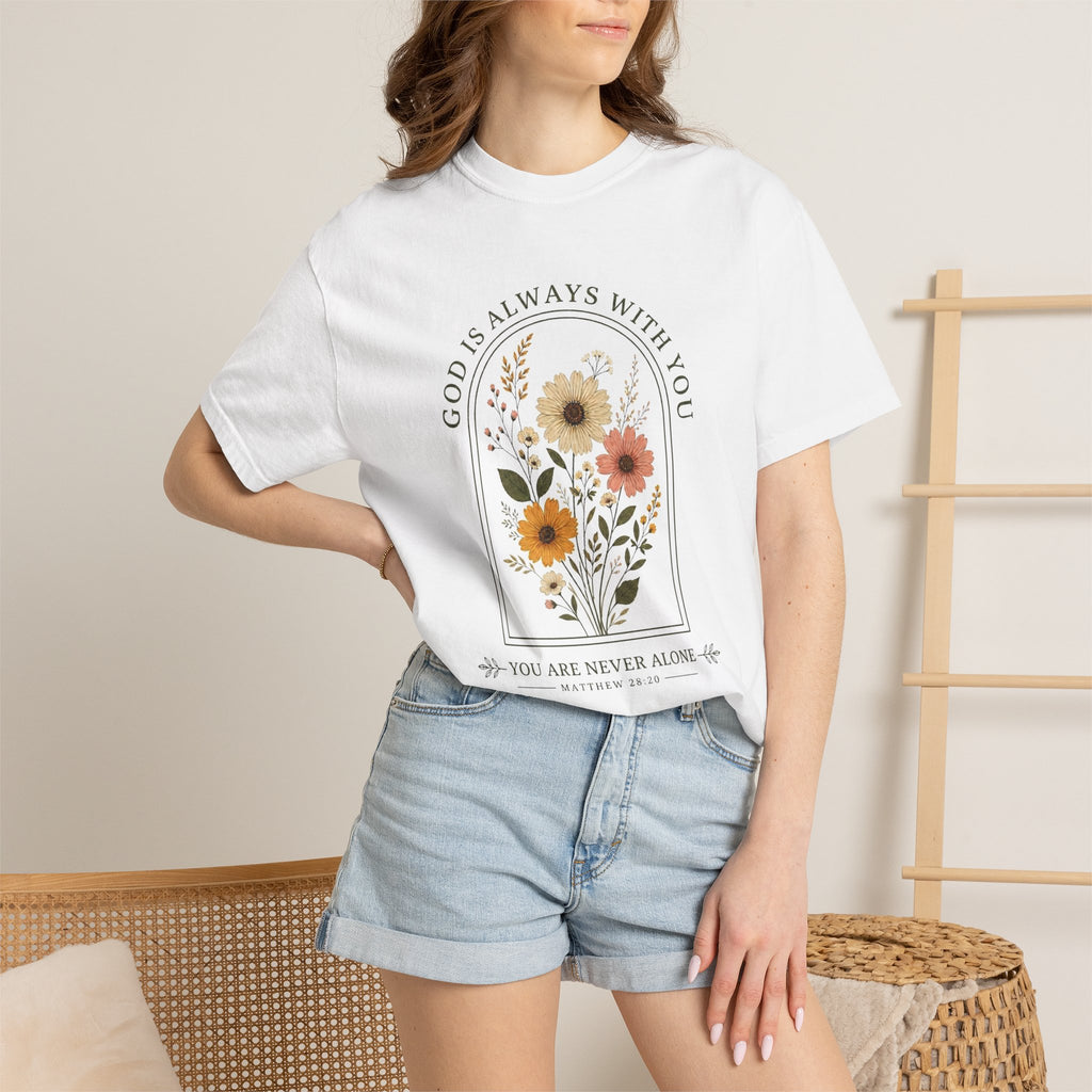 Inspirational Bible Verse Floral T-Shirt — Cheerful Scripture Floral Tee